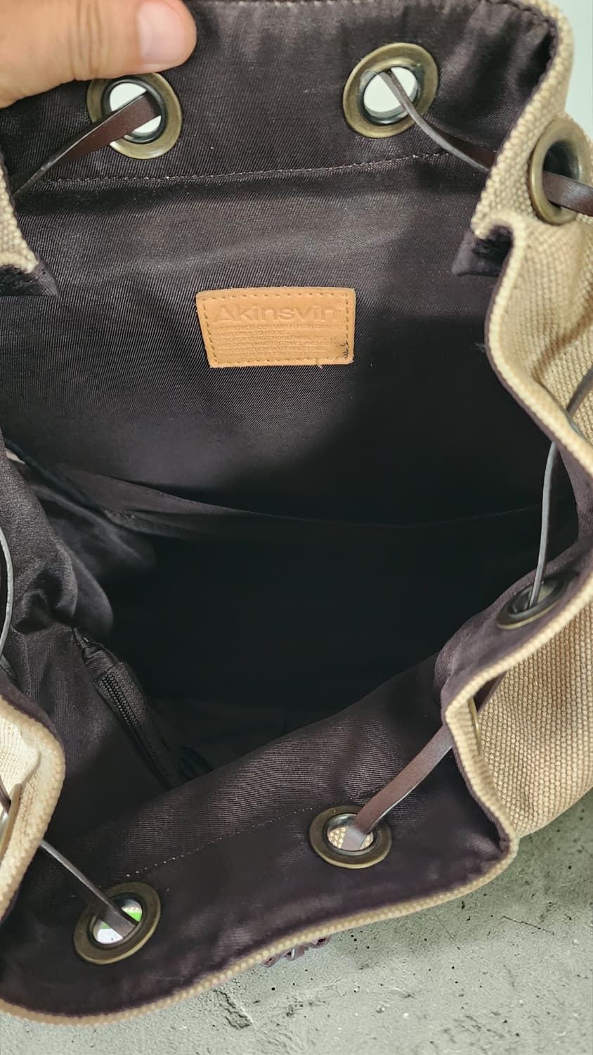 Akiinsvin 캔버스 가죽 백팩 브라운 / 베이지 상품이미지7