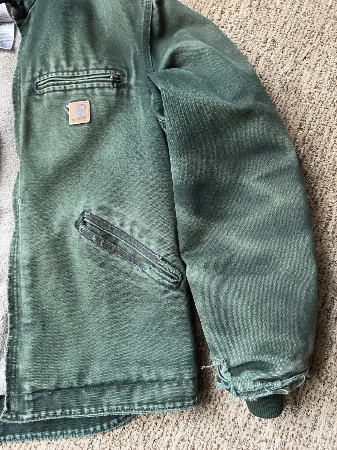 칼하트 J130 플리스 워크 후드집업 자켓 그린 M 상품이미지5