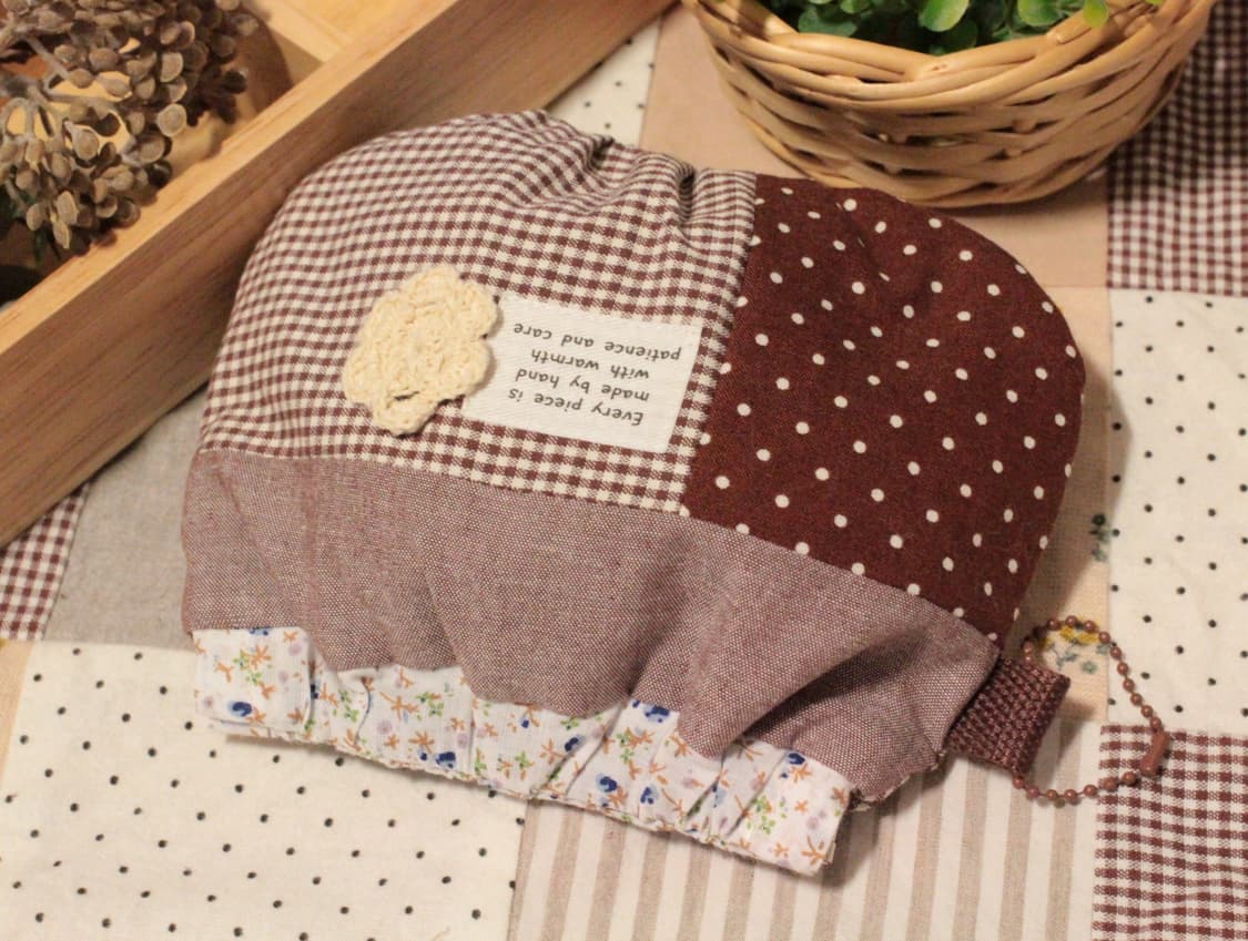 핸드메이드 브라운 패치워크 바네 파우치 상품이미지5