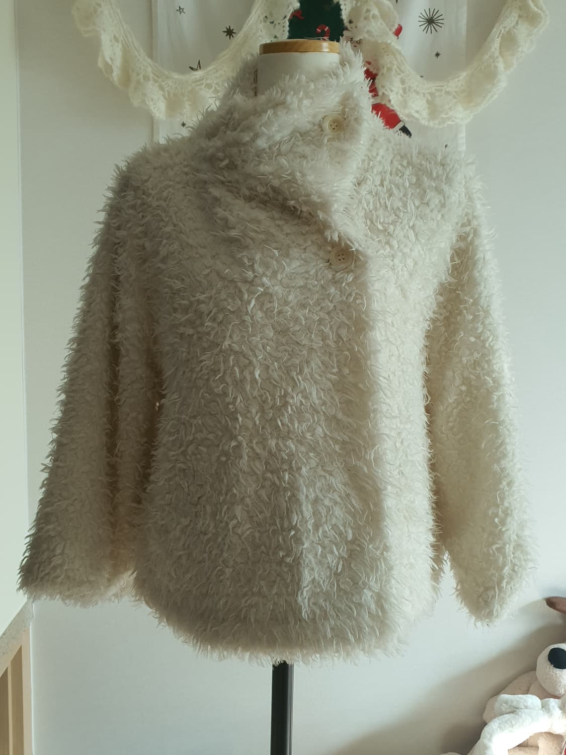 [모리걸] 아이보리 부클레 하프 코트 상품이미지1