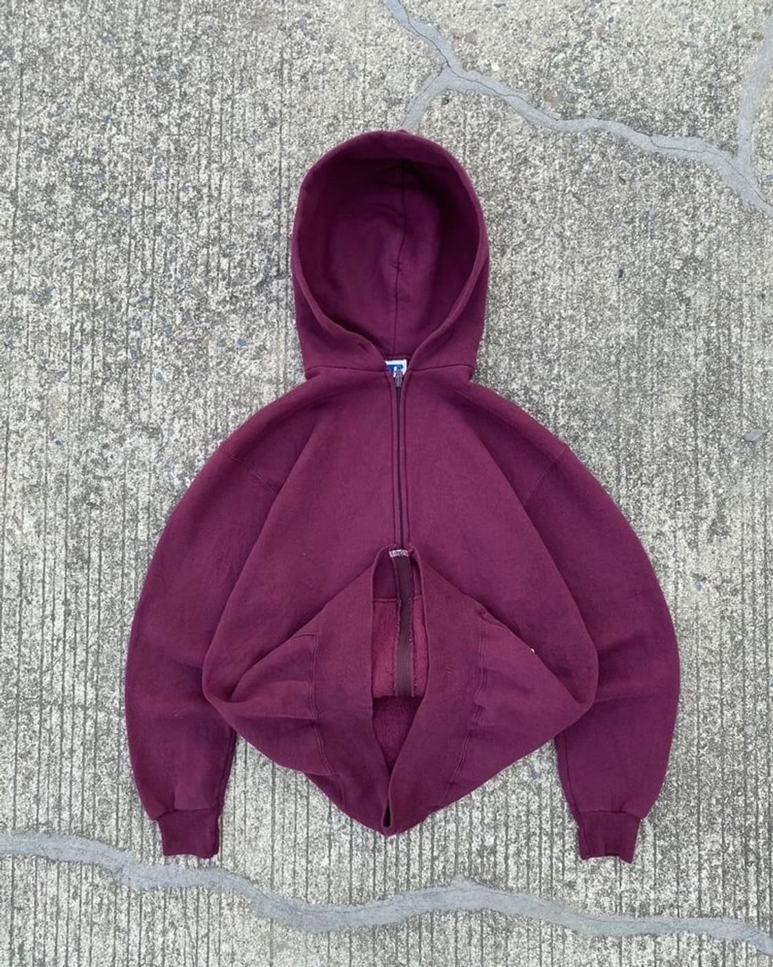 Made in USA) 90년대 러셀 애슬레틱 후드집업 버건디 상품이미지2