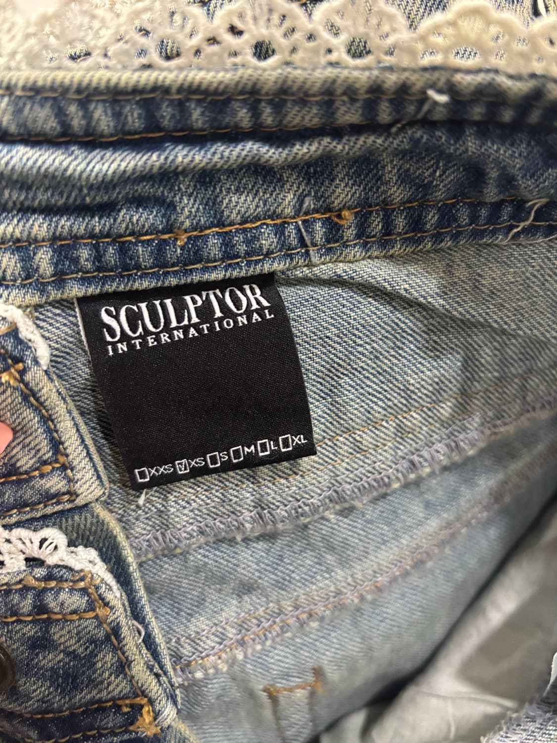 스컬프터 더블웨이스트 부츠컷 데님 미드블루 XS 상품이미지5