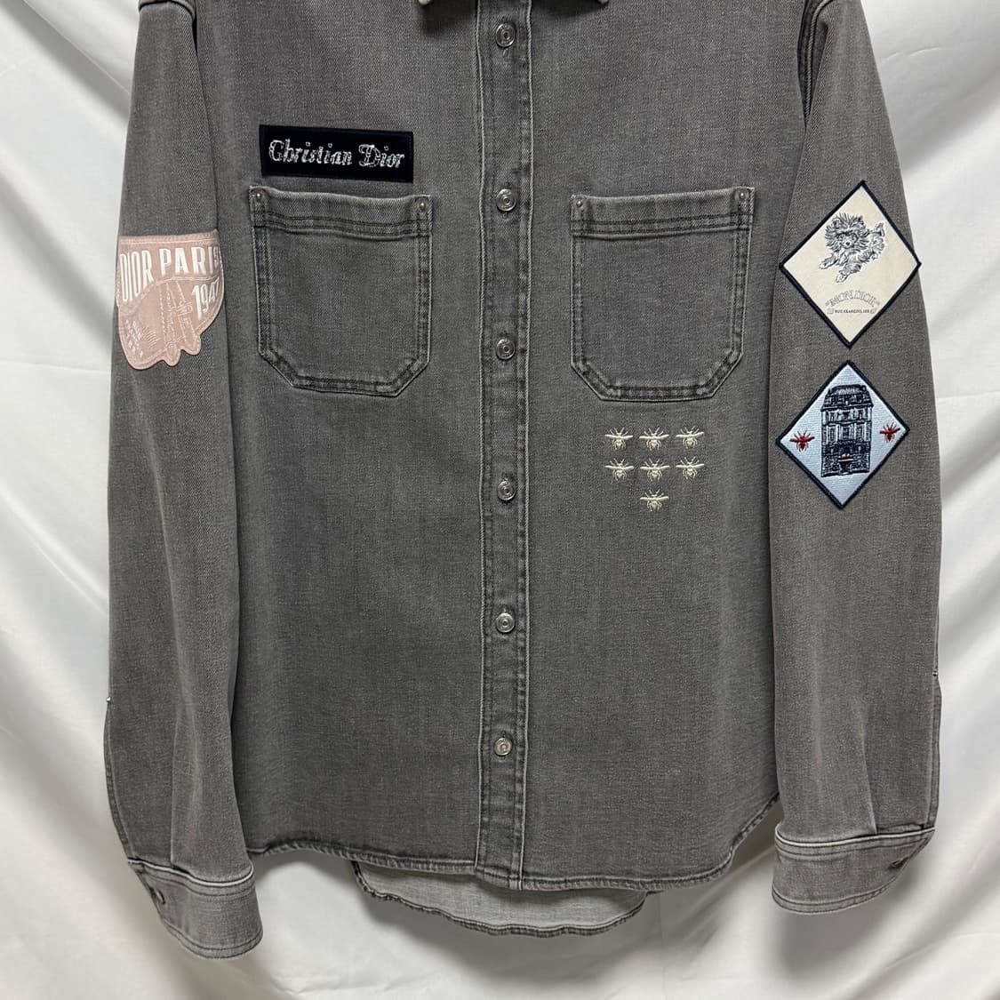 [S+급/39] 디올 Bee자수 로고 데님 셔츠 자켓 그레이 상품이미지3