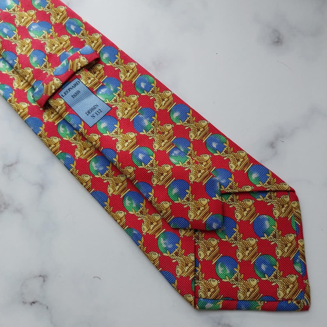 레오나드 실크 레드 오브젝트 패턴 넥타이 9.6cm A+등급 K1260
 상품이미지5