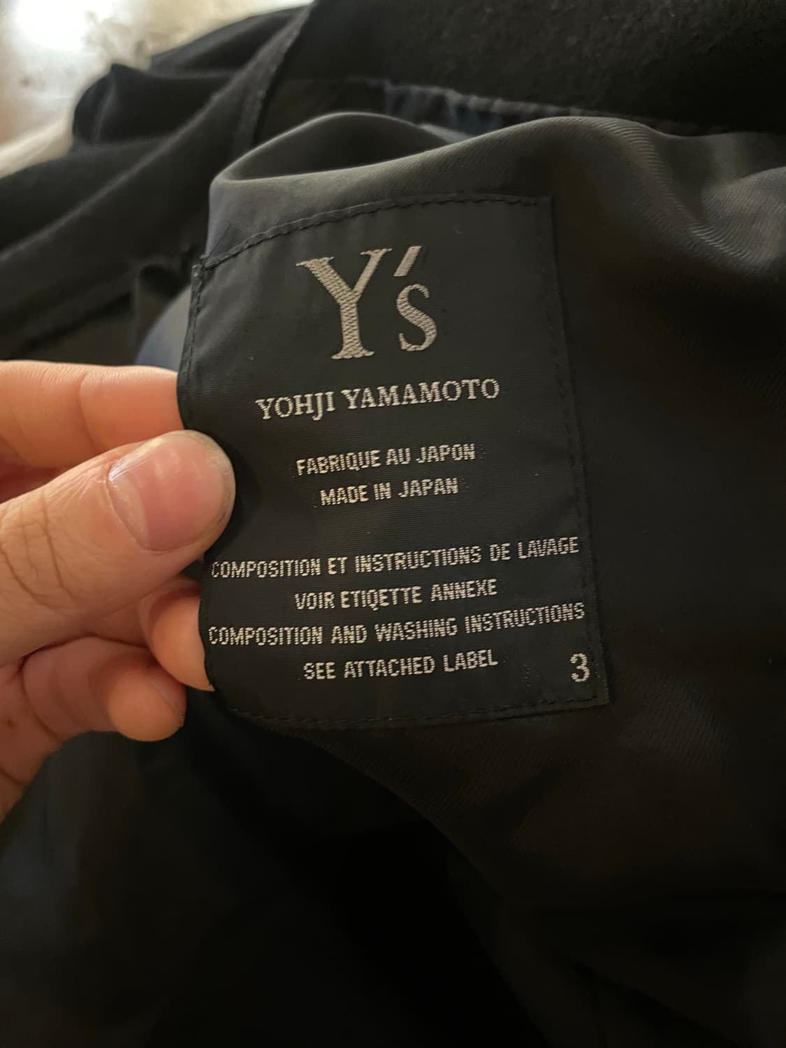 Y’s Yohji Yamamoto 울100% 블랙롱코트 상품이미지5
