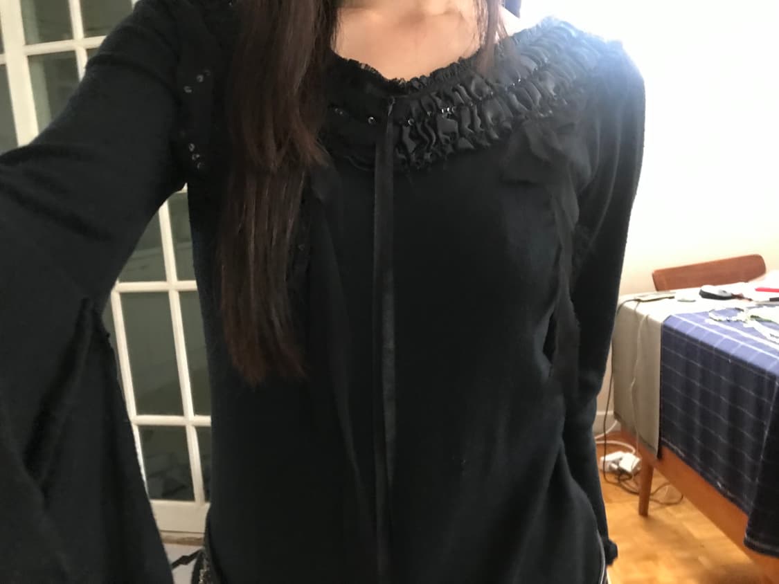 vintage frill black knit 상품이미지2