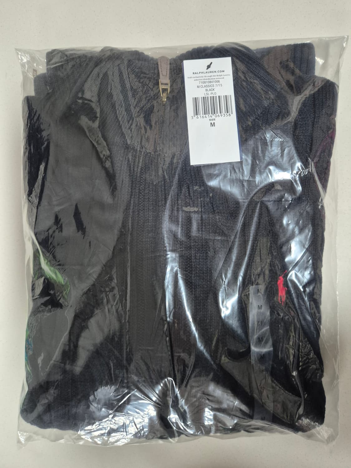 폴로 풀집업 블랙 니트 M 100 (새상품) 상품이미지2