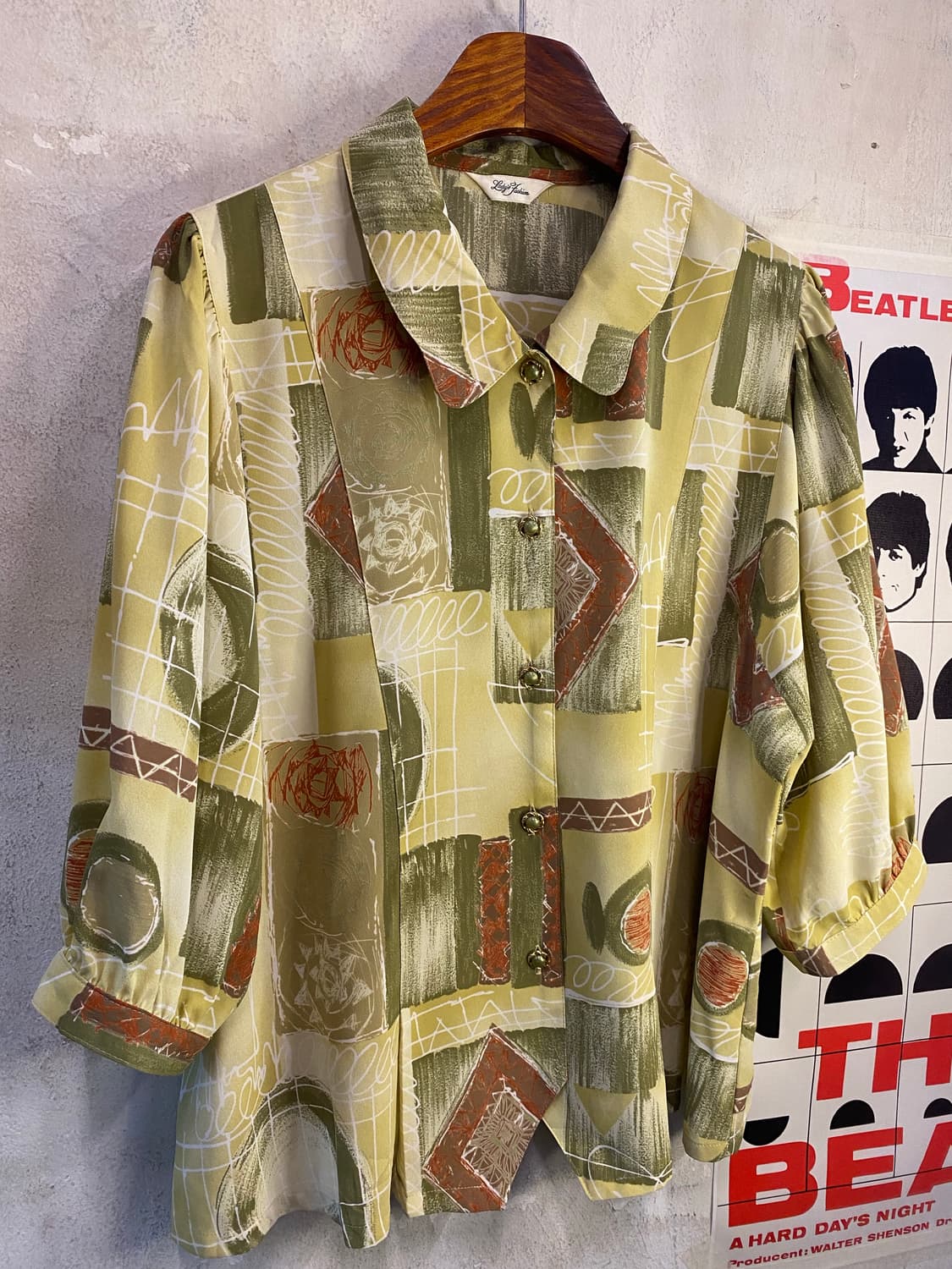 Japan vintage 반팔 블라우스 셔츠 Free 상품이미지3