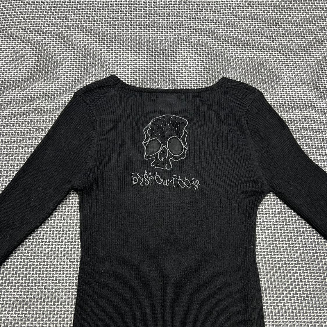 빈티지 고딕펑크갸루 스컬 큐빅 롱슬리브 상품이미지5