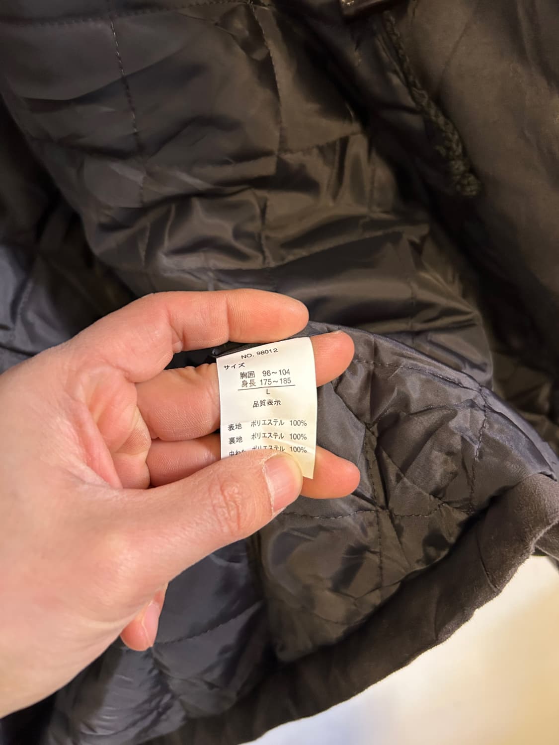 JPN Claudio Valentino 클래식 차콜 퀼팅 패딩 재킷 상품이미지4