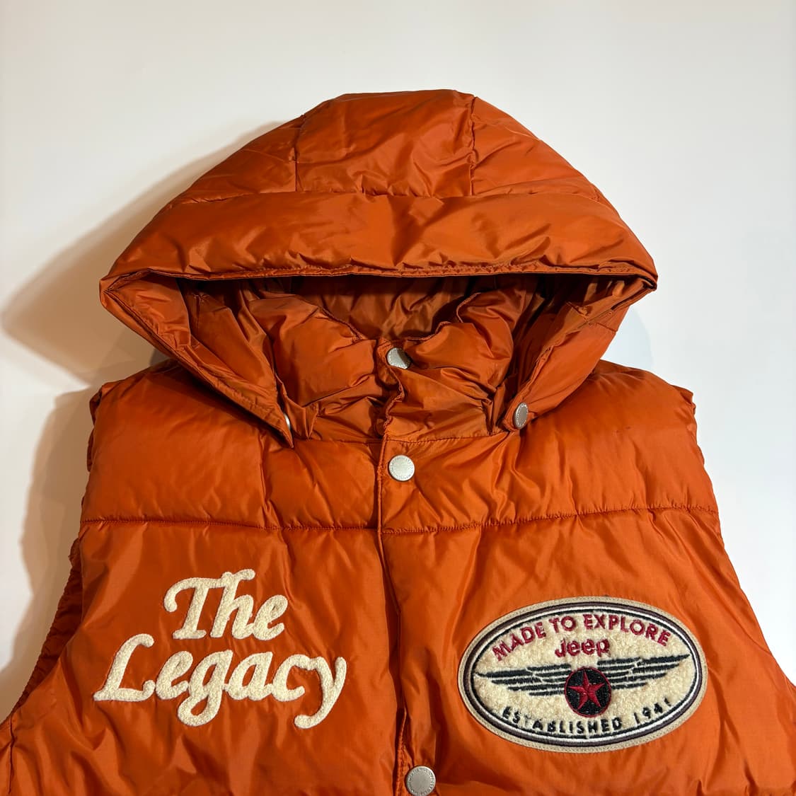 JEEP 지프 레거시 패치 오렌지 후드 패딩 베스트 상품이미지3