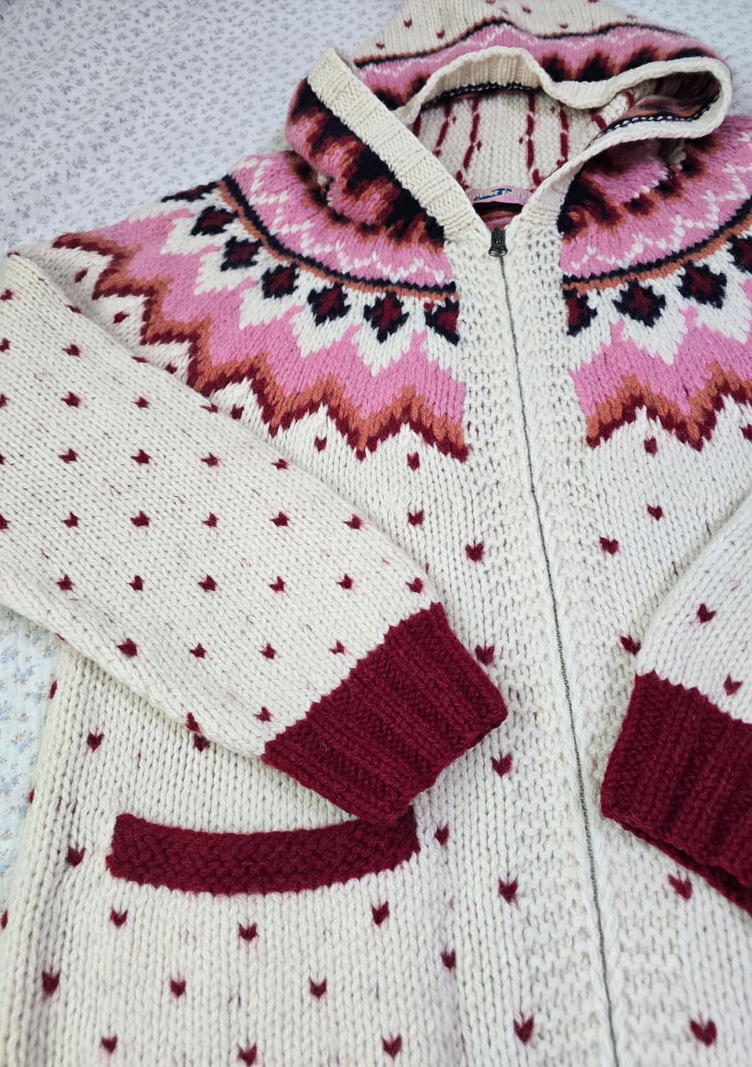 하트 땡땡이 니트집업 코위찬 모리걸 상품이미지2