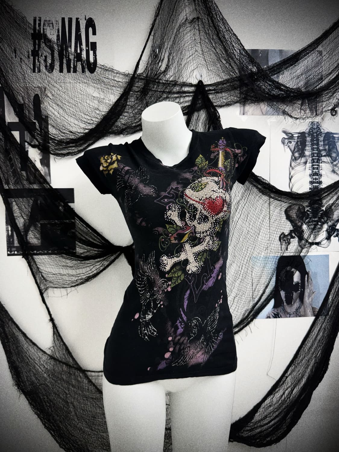 00s skull beads printing halfsleeve 상품이미지1