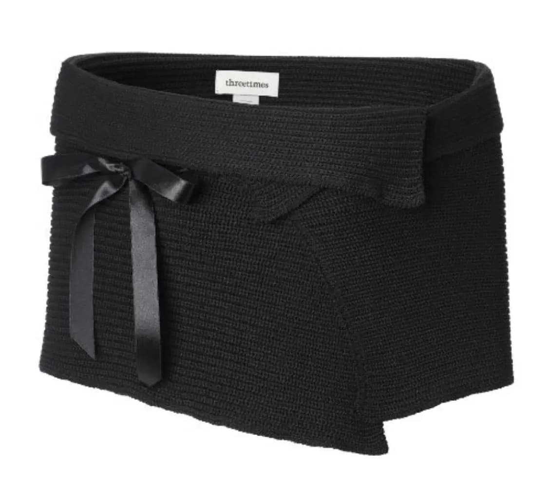 쓰리타임즈 리본 숄 케이프 블랙 상품이미지1