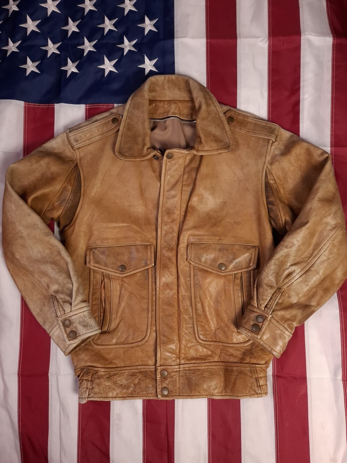 90's 빈티지 리얼레더 항공자켓 상품이미지1