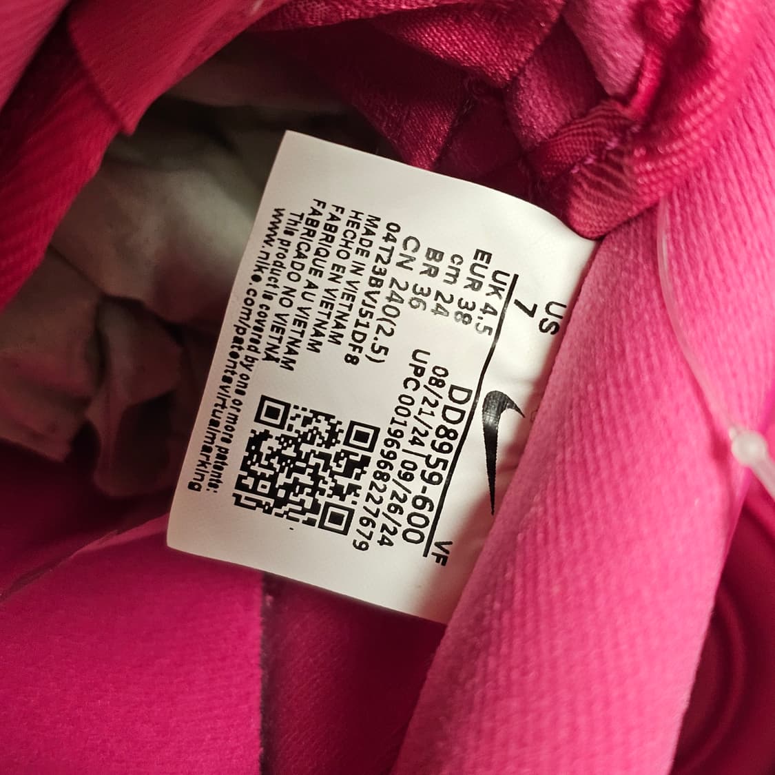 W240 새제품) 나이키 에어포스 1 '07 파이어베리 피어스 핑크 상품이미지5