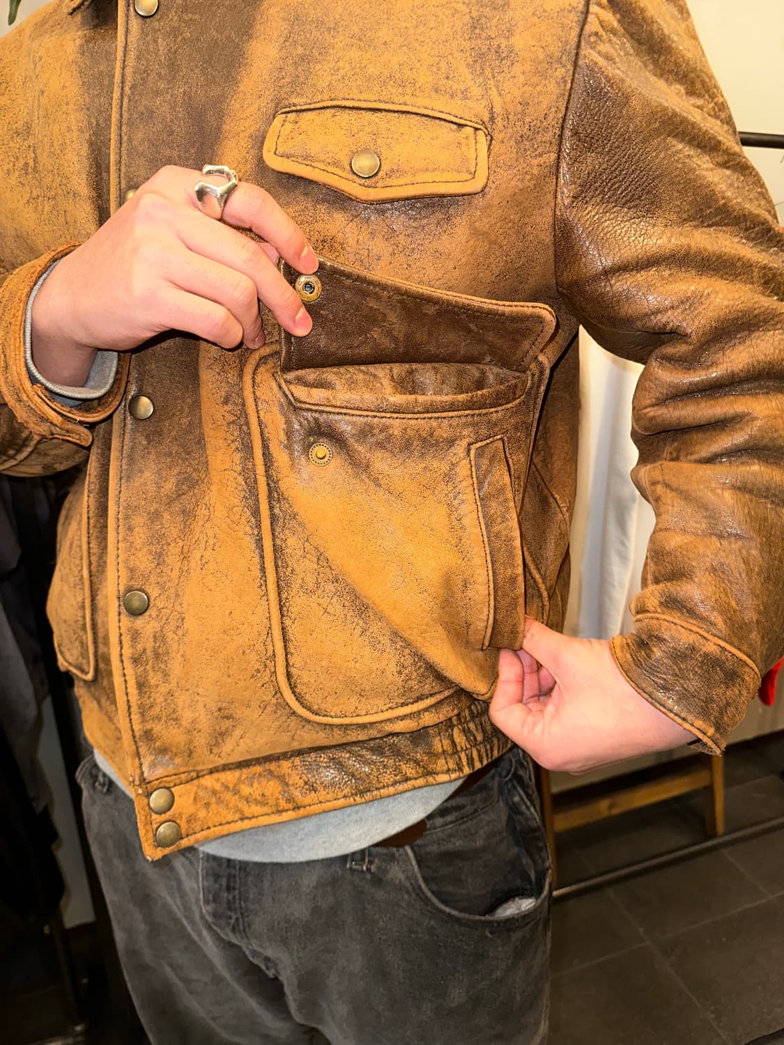 Old Houston lambskin aged flight bomber 상품이미지6