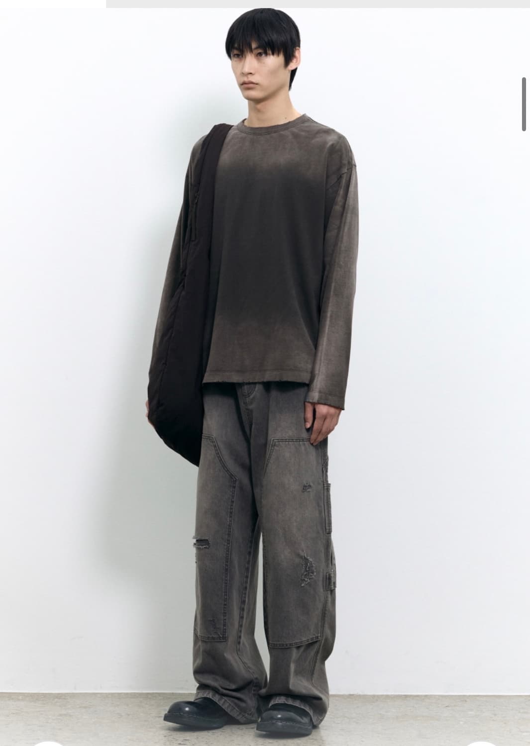 인사일런스 디스트로이드 더블니 팬츠 Washed black L사이즈 상품이미지3