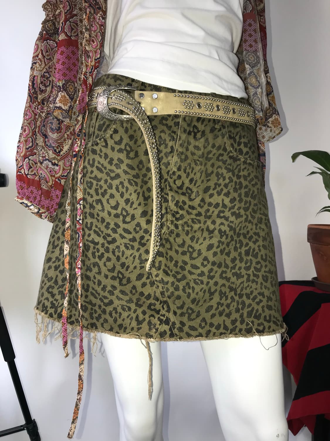 Leopard Pattern Grunge Skirt 상품이미지1