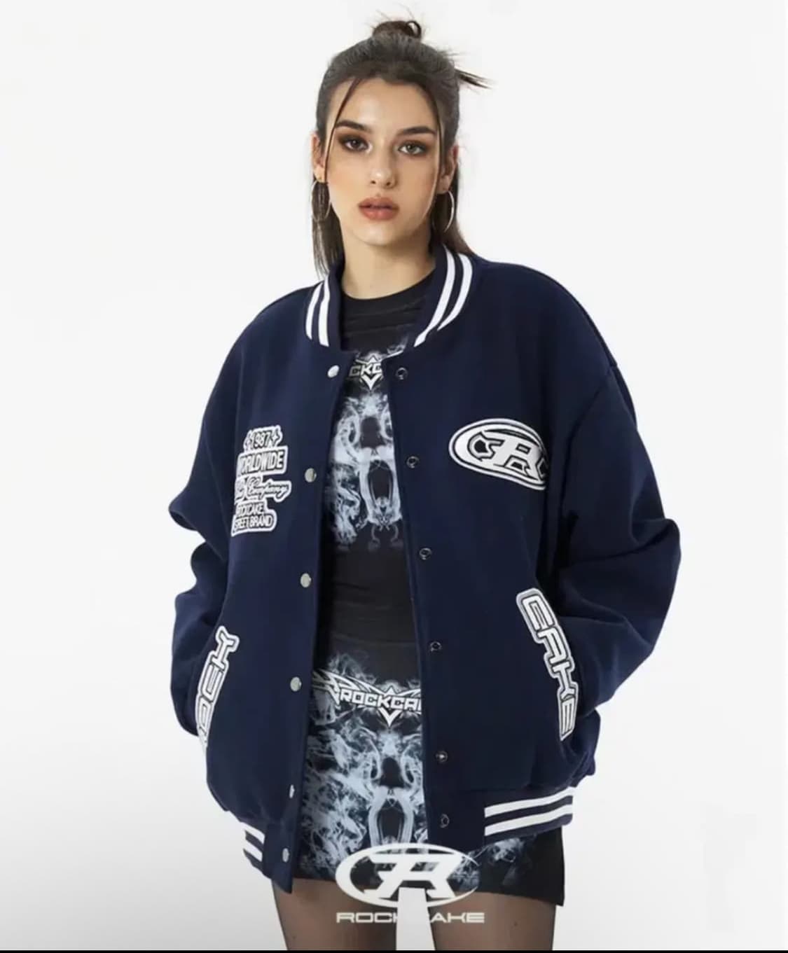 락케이크 시그니쳐 스타디움 자켓 - 네이비 M 상품이미지1