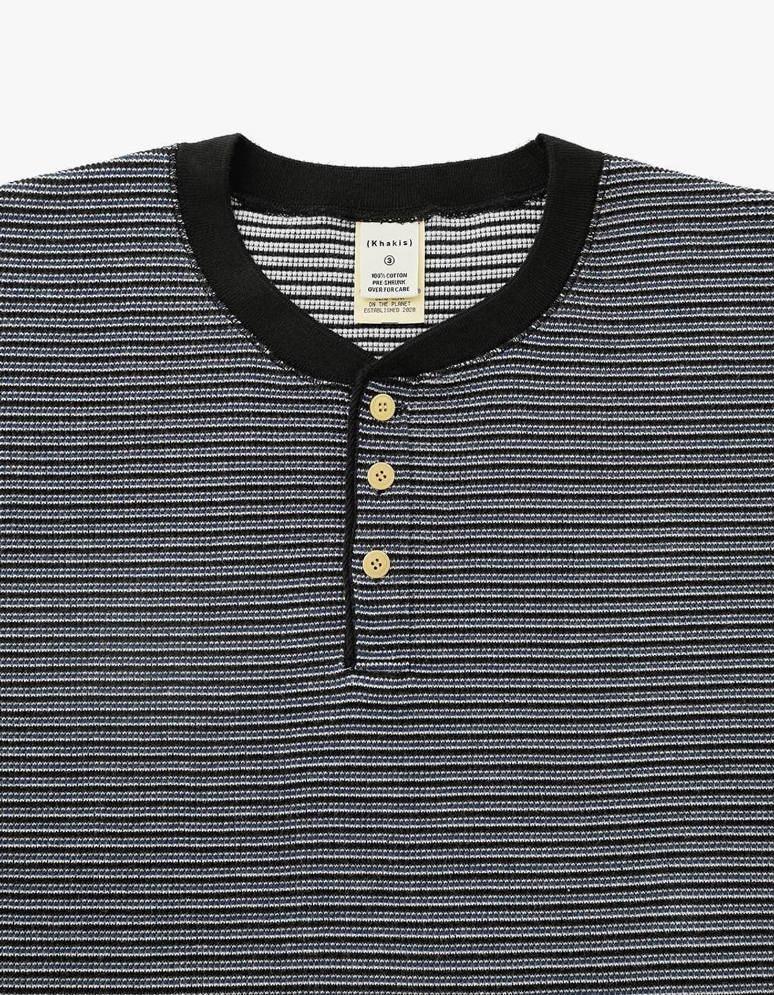 카키스 와플 헨리넥 롱슬리브 블랙 상품이미지4