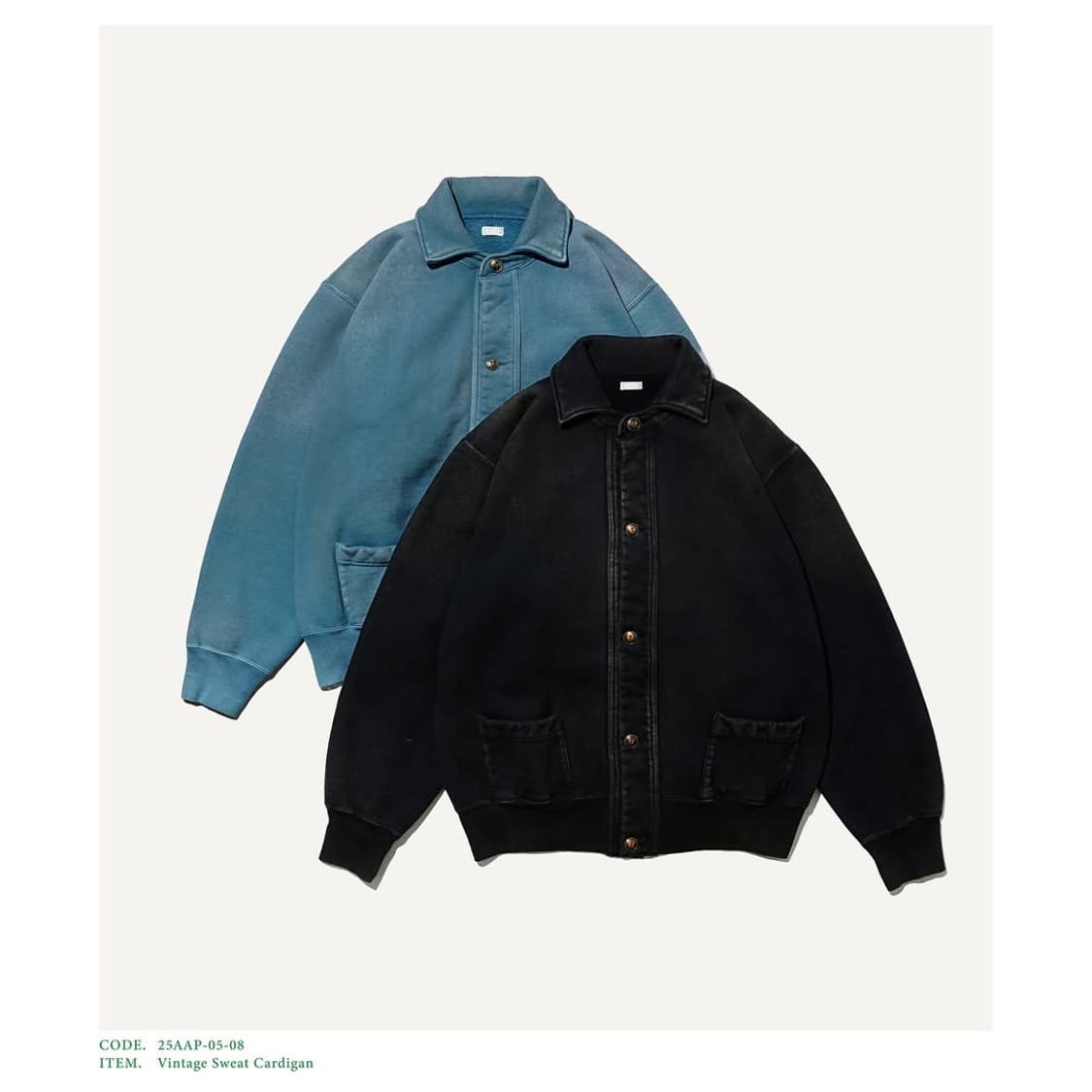[3,새상품]아프레쎄 A.PRESSE 25AW 빈티지 스웻 가디건 상품이미지1