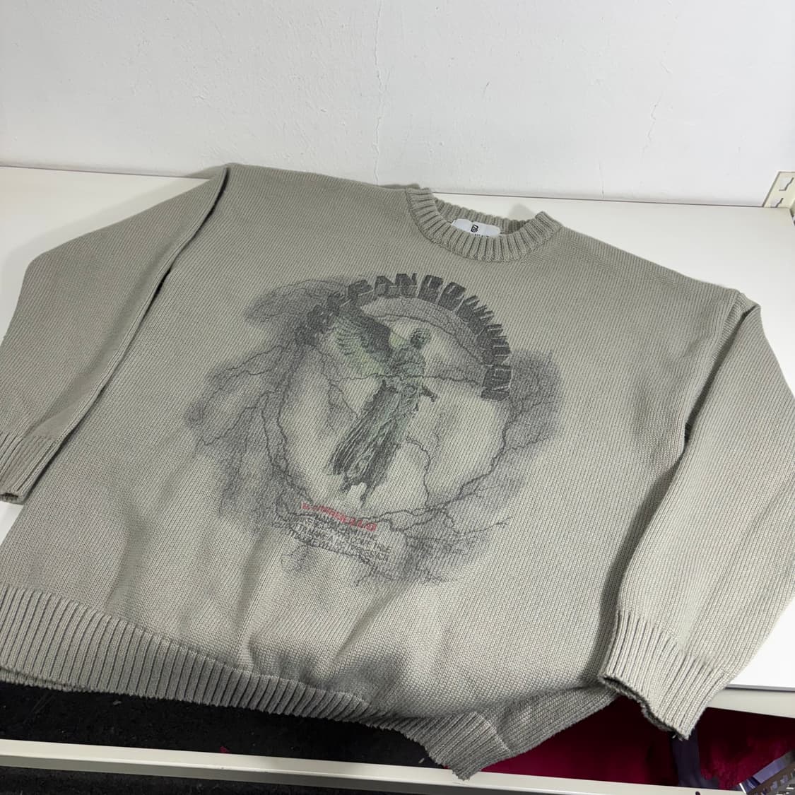 XL VTG 카키그레이 크루넥 니트 상품이미지2