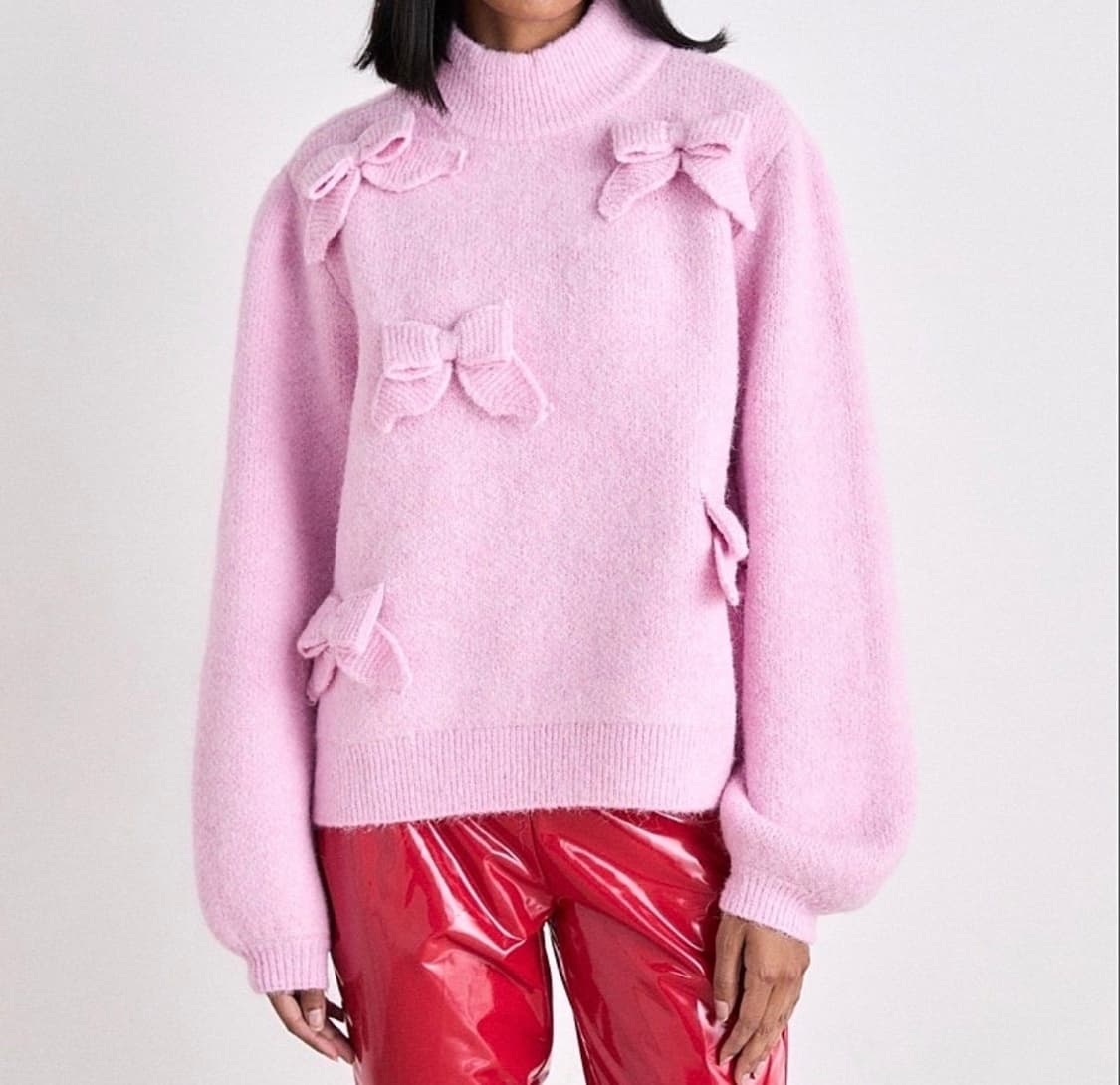 44 55 텍ㅇ새상품 정가45만 Cras 리본 벌룬소매 니트 스웨터 상품이미지2