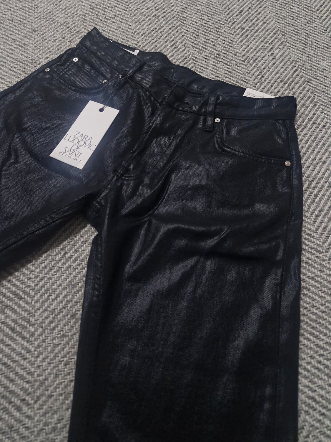 자라 × 루도빅 드 생 세르넹 블랙왁스코팅 슬림 팬츠 32사이즈 상품이미지1