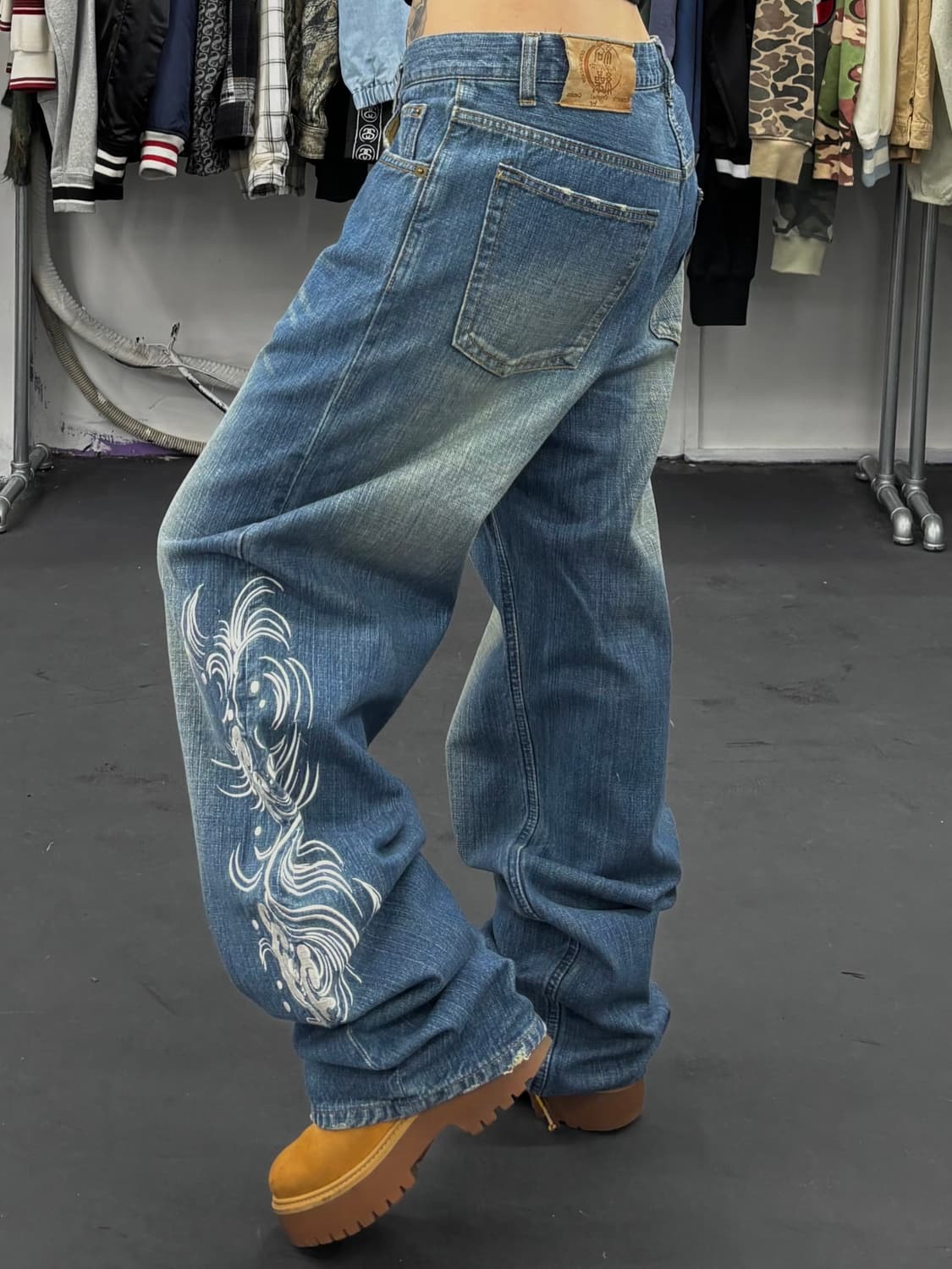 카라쿠리 타마시 오리엔탈 잉어 데님팬츠 상품이미지4