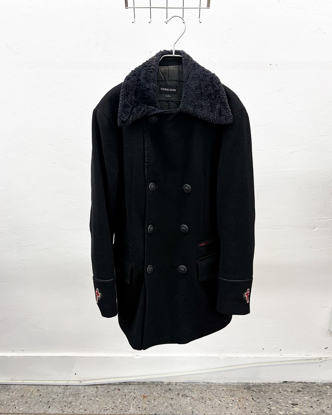 요시유키 코니시 더블 브레스티드 피 코트 상품이미지2