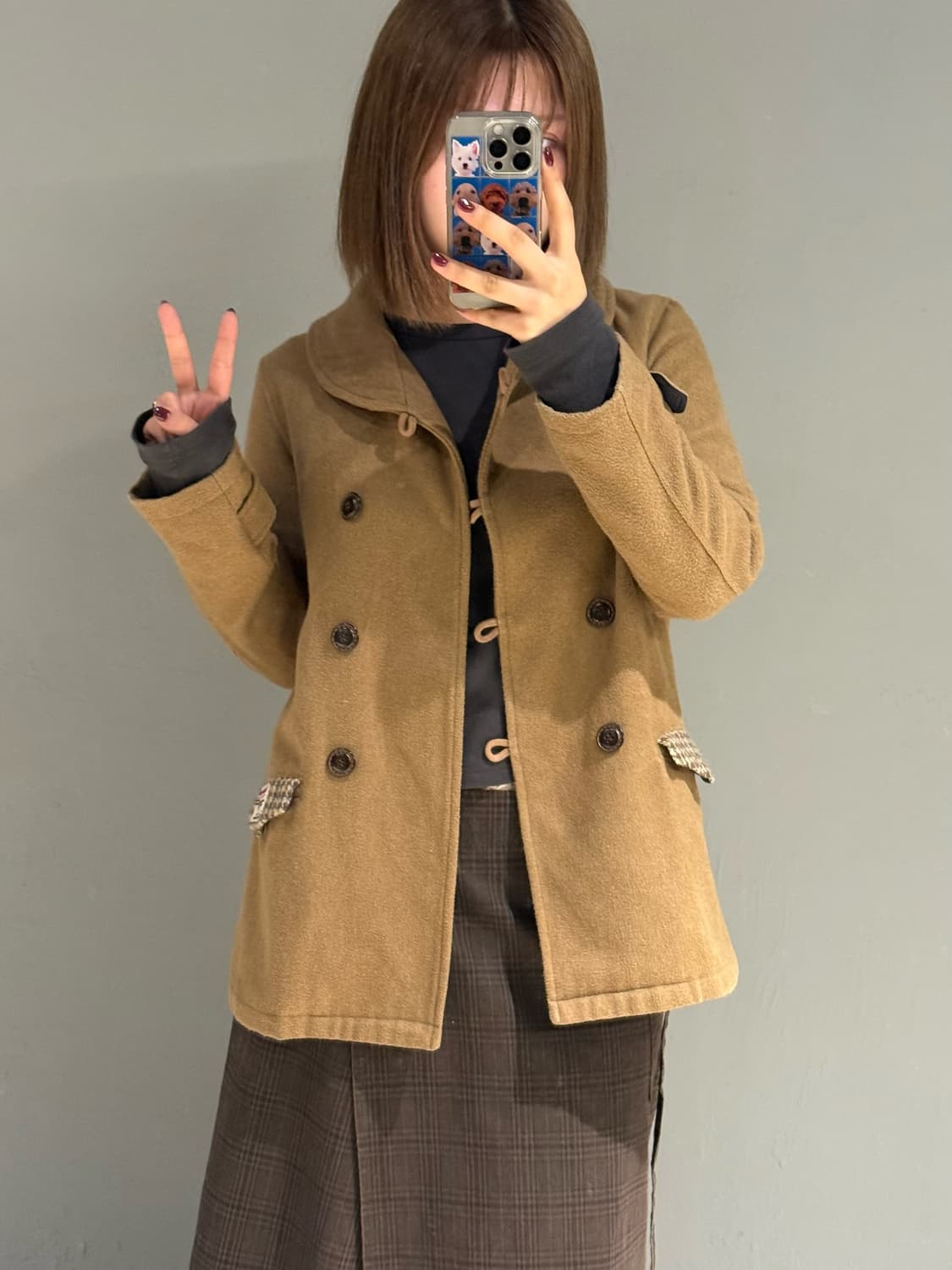 Harris tweed detail double button coat 상품이미지4