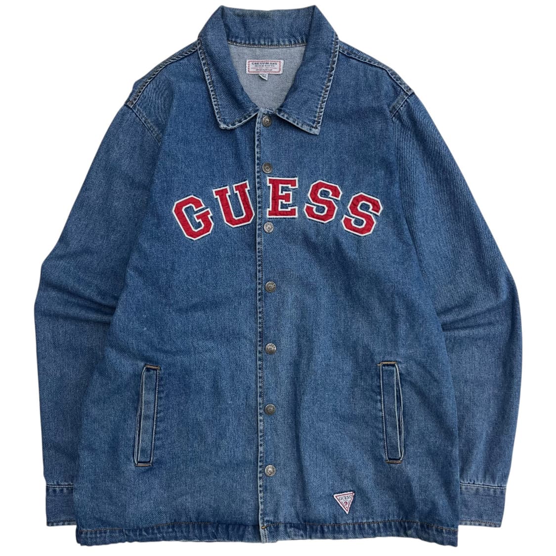 게스 y2k 센터로고 똑딱이 청자켓 L 상품이미지2