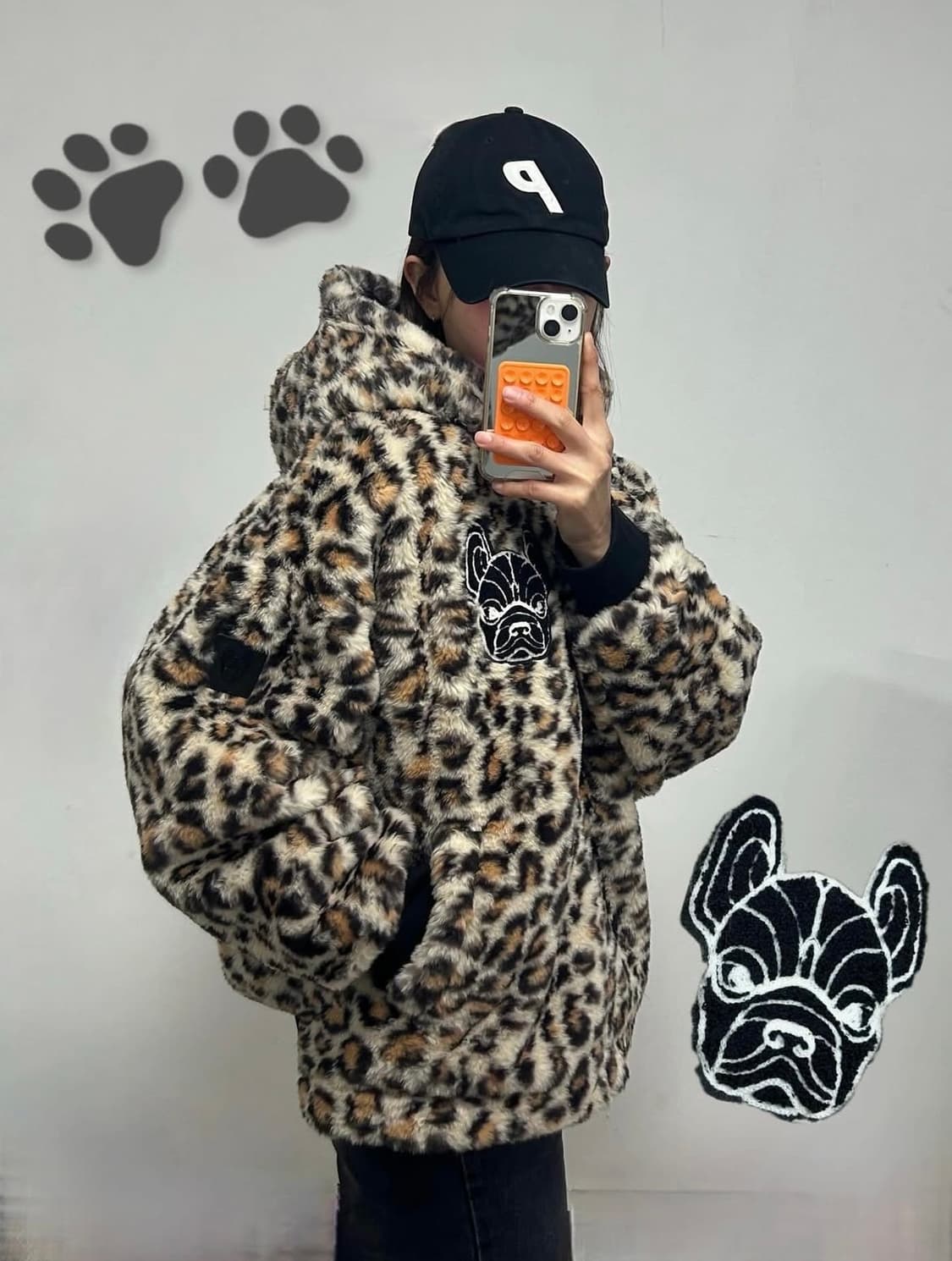 라이프워크 패치로고 레오파드 패턴 플리스 자켓 상품이미지2