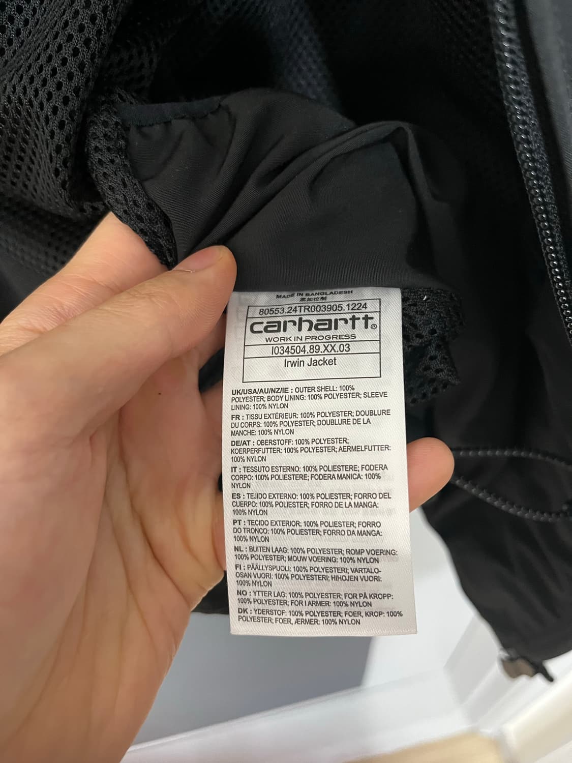 칼하트 wip 바람막이 블랙 L (새상품) 상품이미지5