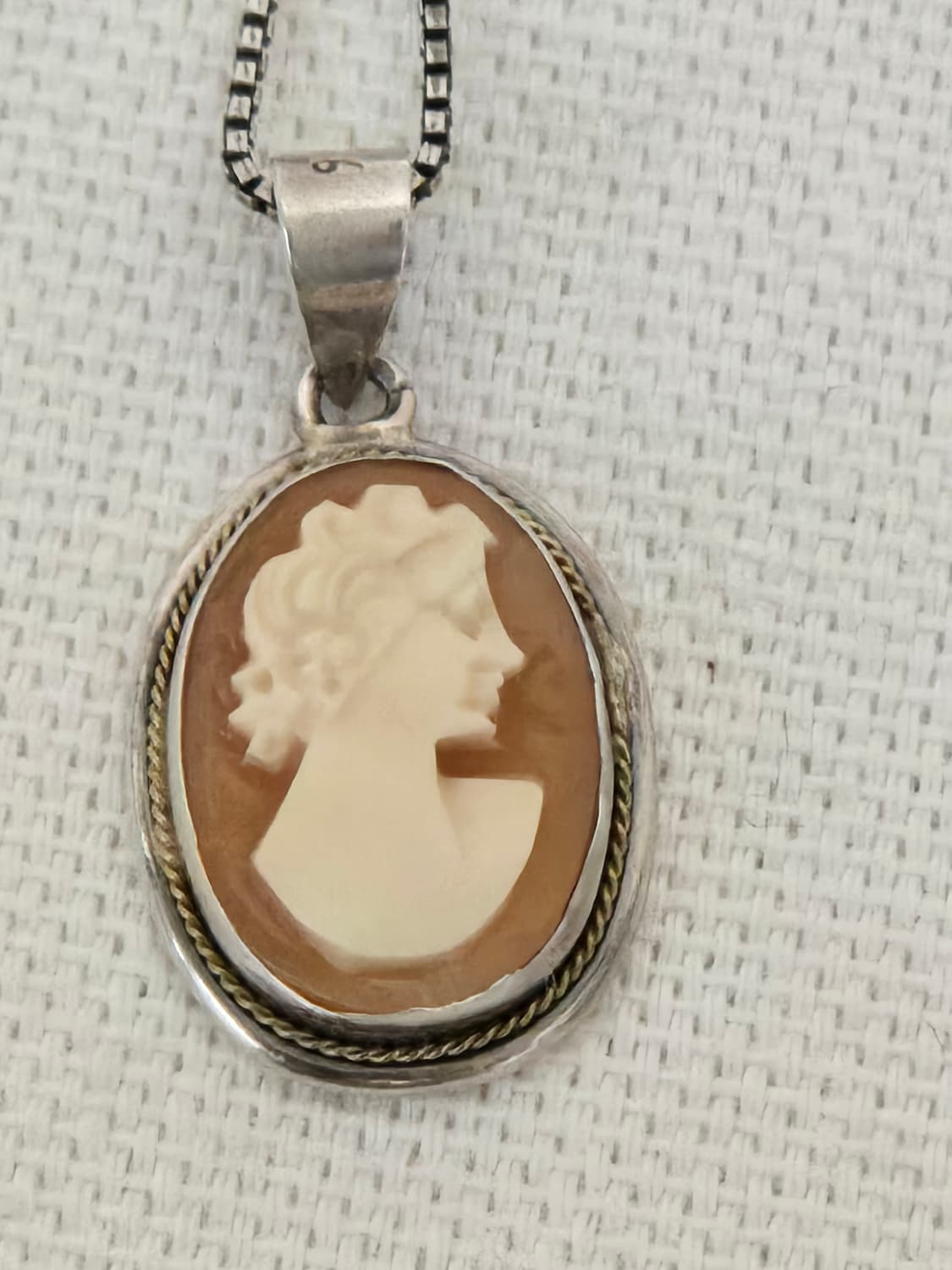 빈티지 카메오 펜던트 925 실버 이태리체인 상품이미지1