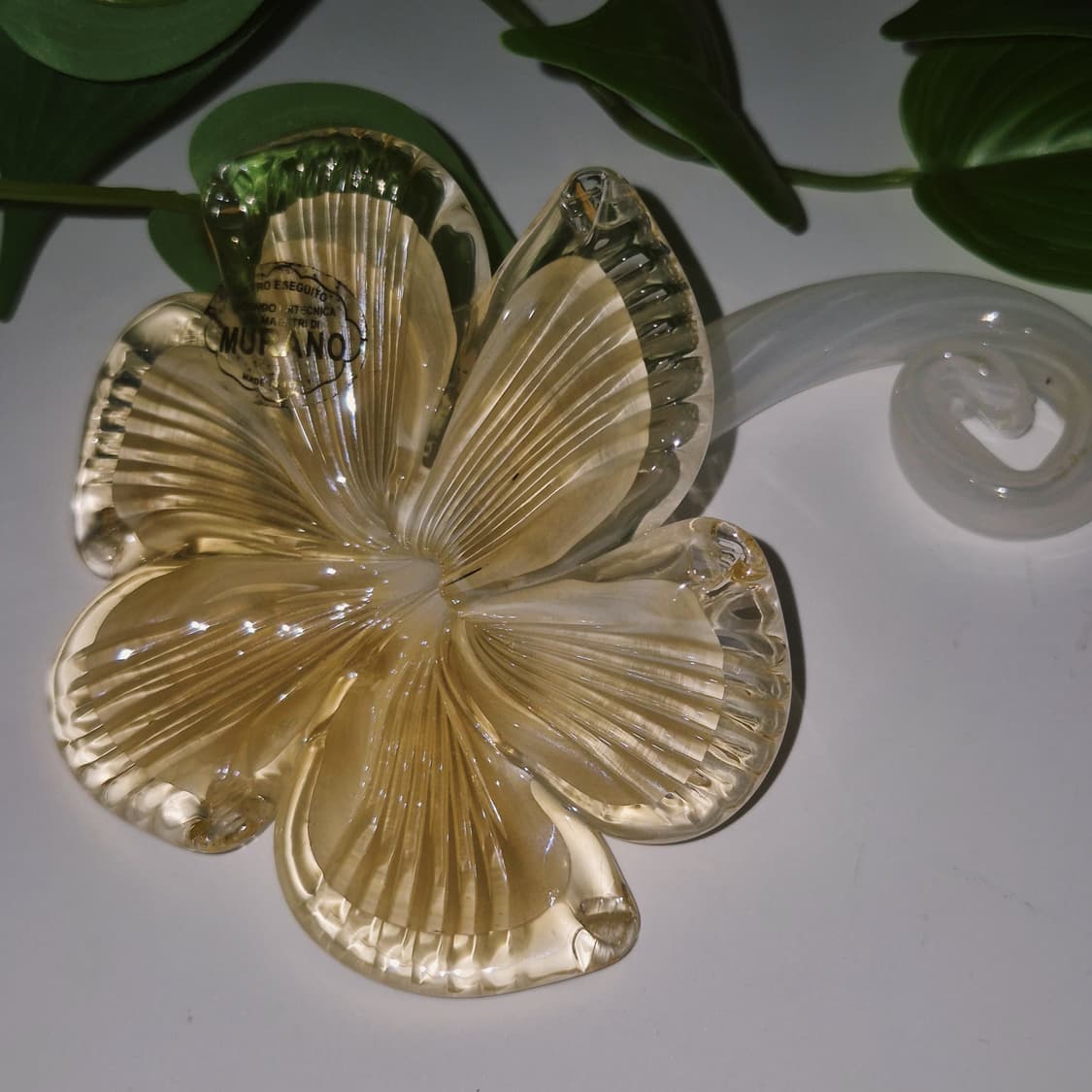 80s 이탈리아 무라노 엠버 히비스커스 오브제  상품이미지6