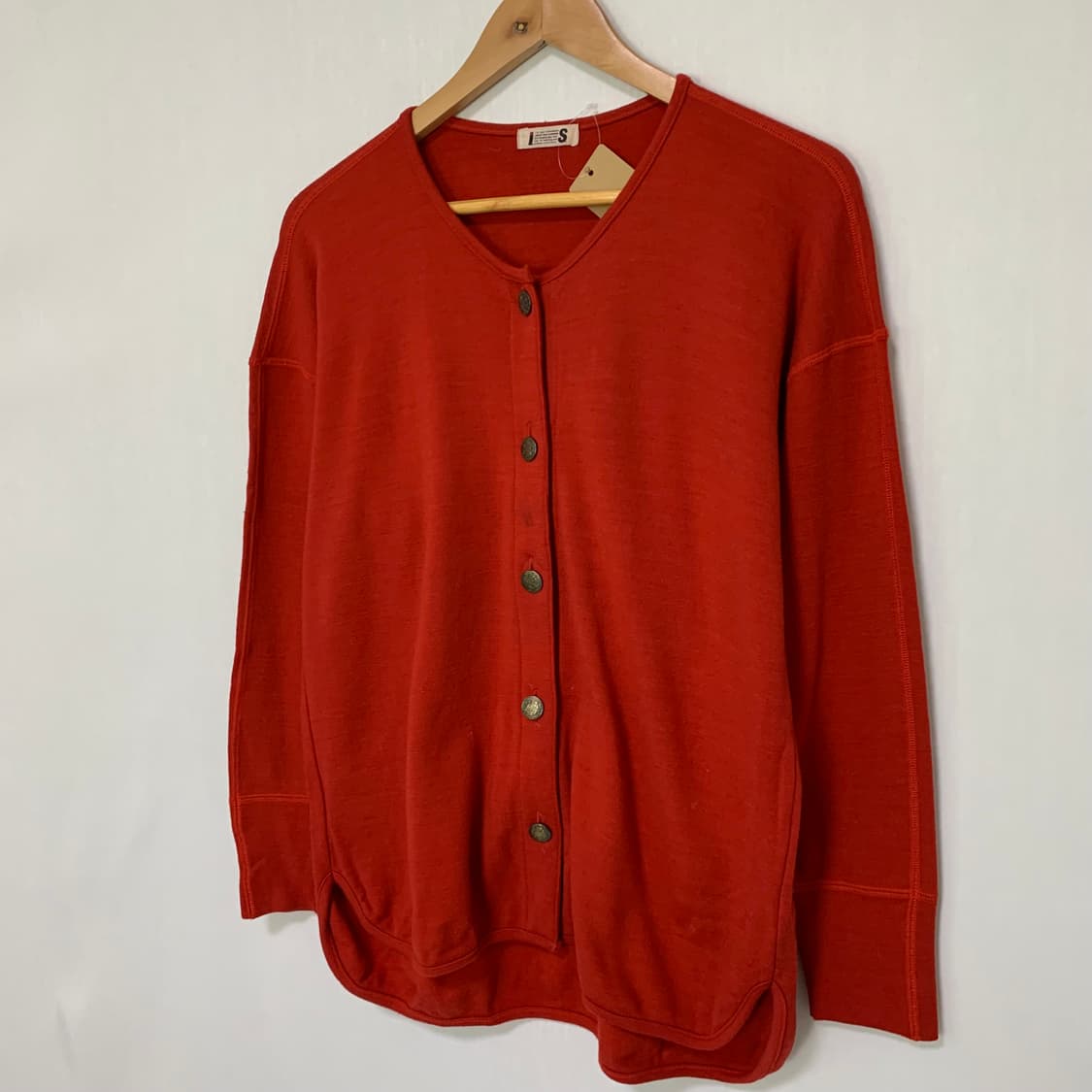 이세이미야케 앤틱 버튼 가디건 레드 9 사이즈 일본빈티지 상품이미지3