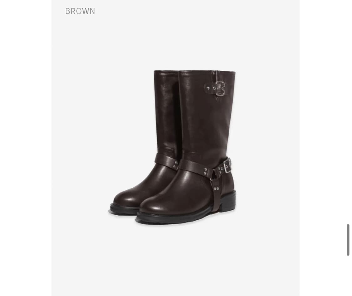 코모레비뮤지엄 90s 바이커 미들 부츠 브라운 상품이미지2