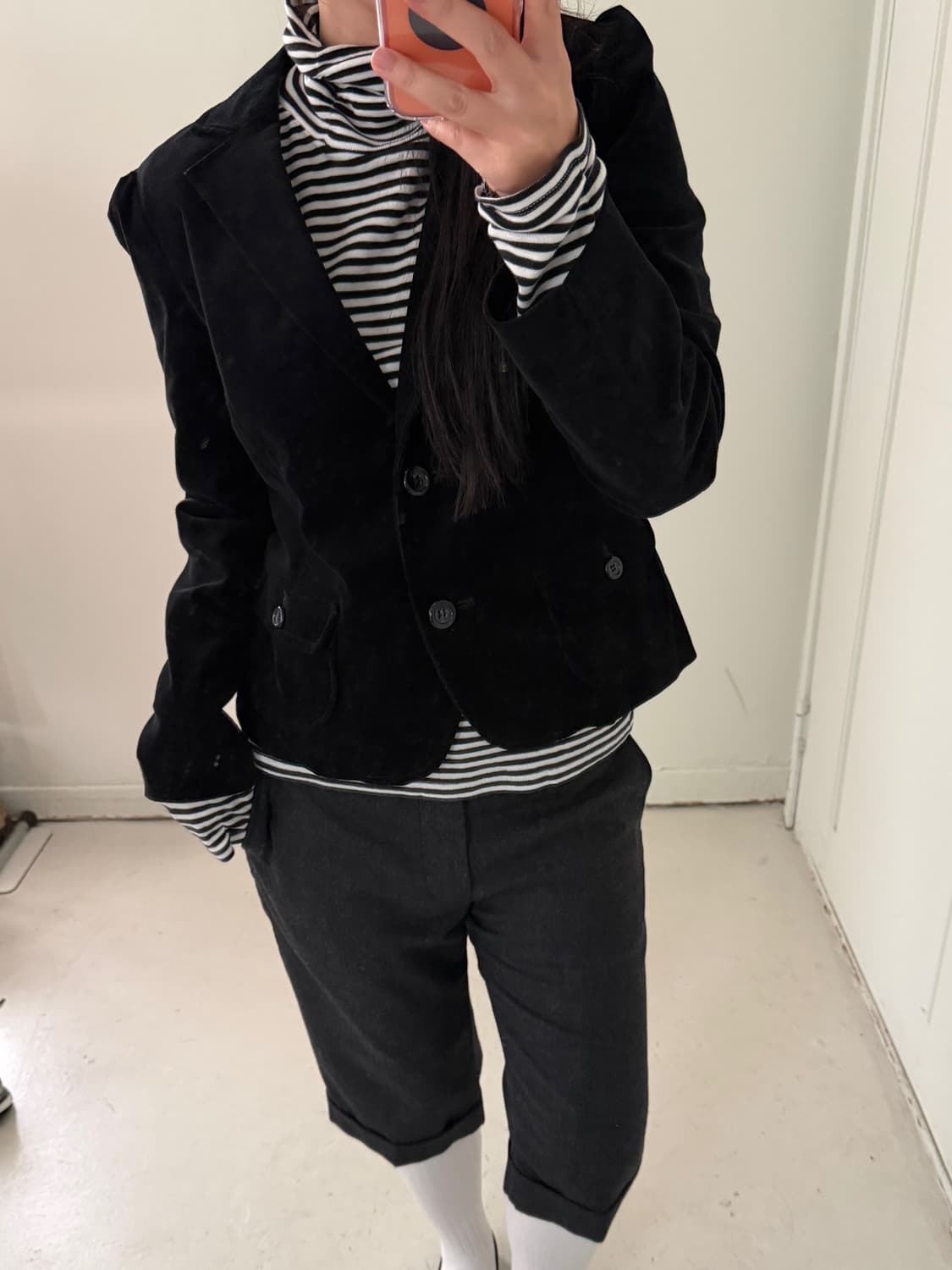 일본빈티지 블랙 코듀로이 숏자켓 상품이미지1