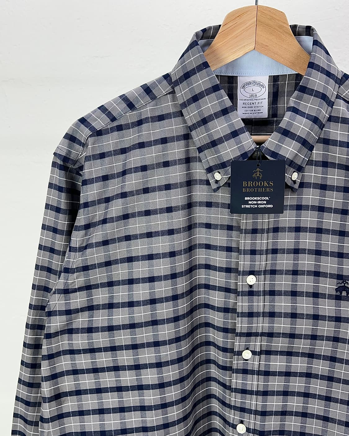 브룩스 브라더스 차콜 그레이 옴브레 체크 플래드 필드 셔츠 상품이미지2