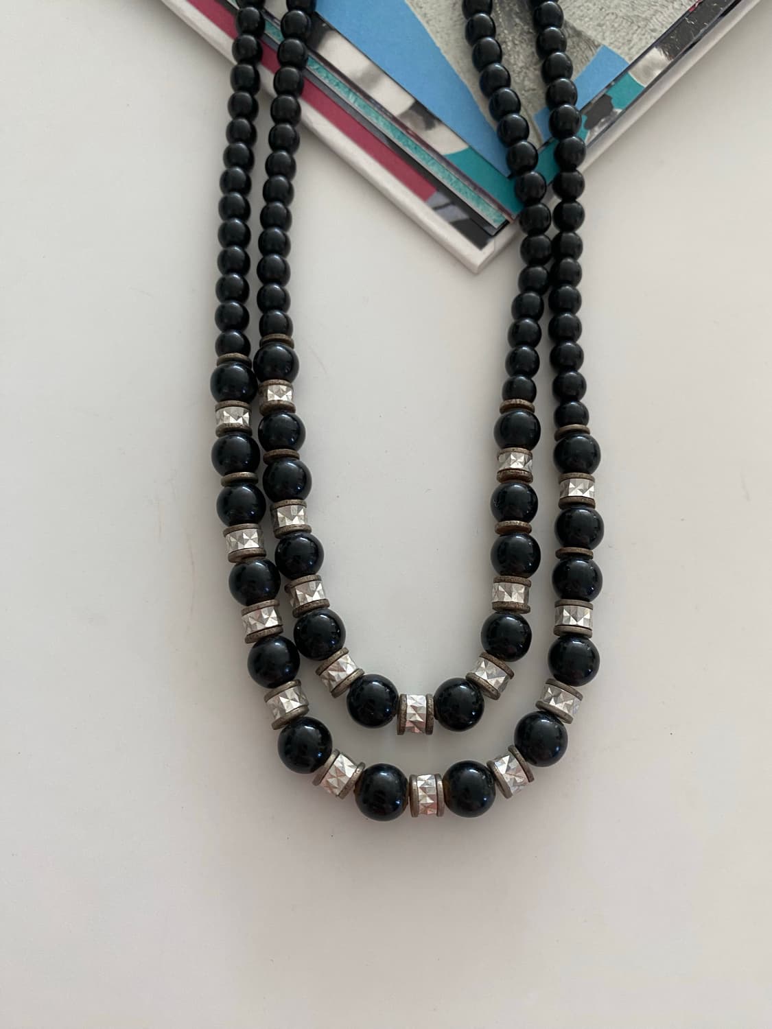 빈티지 더블라인 블랙 비즈 목걸이 상품이미지1