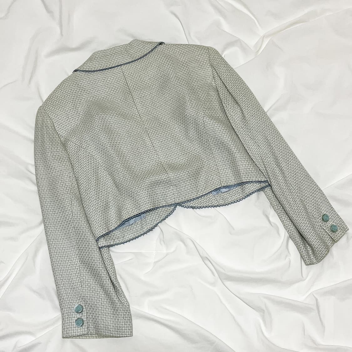 빈티지 ) 아이스블루 크롭 자켓 상품이미지5