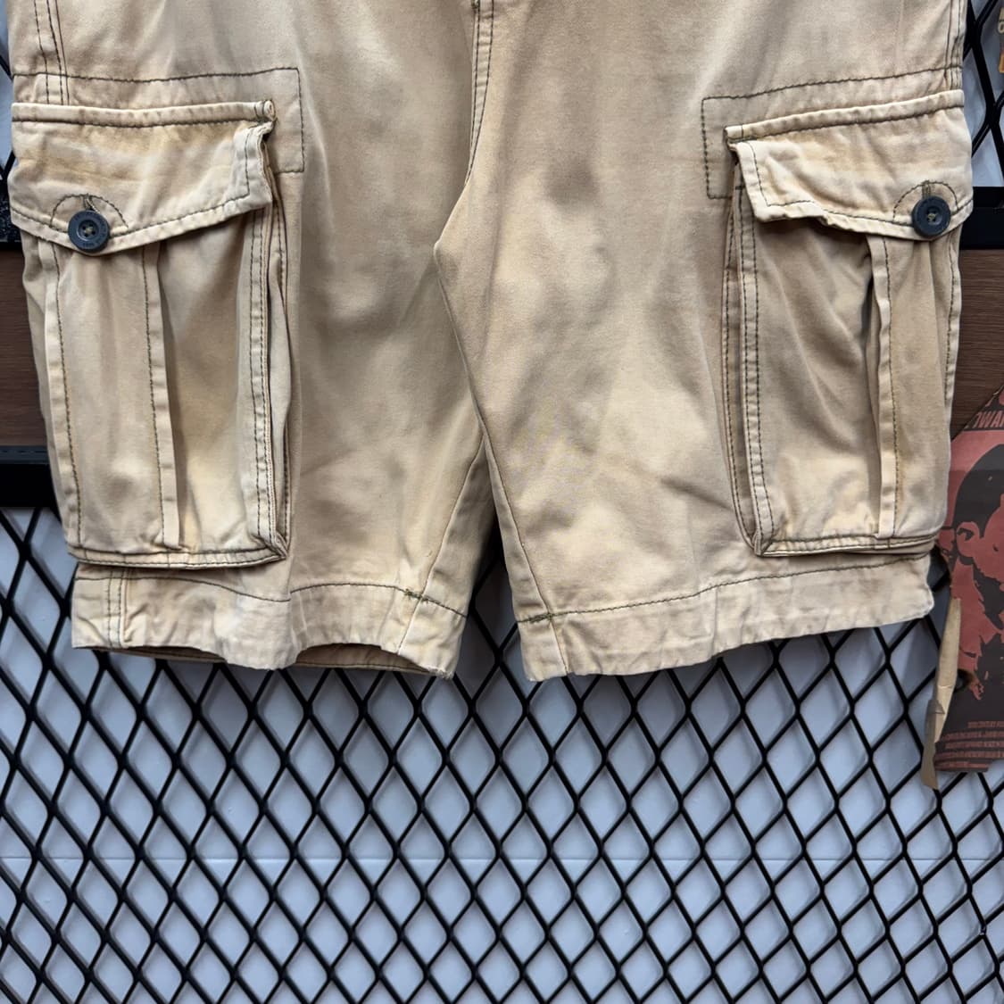 USA VINTAGE 카고 반바지 전면 미니 포켓 포인트 베이지 상품이미지4