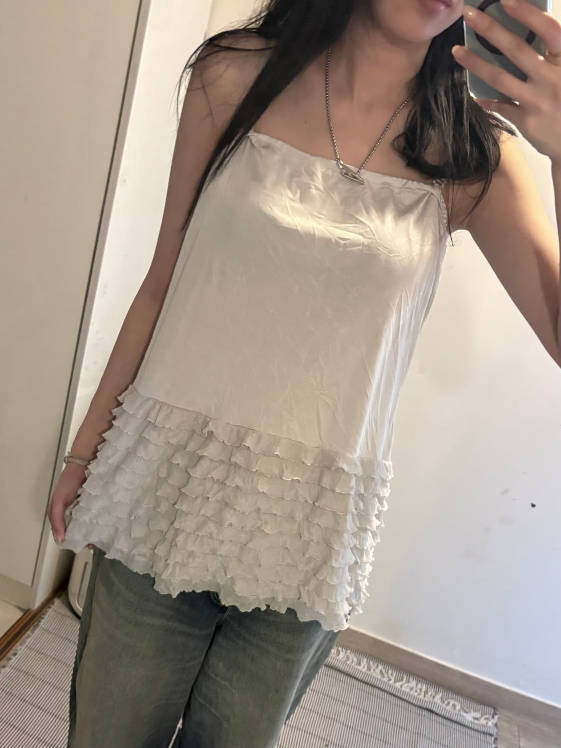 Japanese Vintage Grey Frill Sleeveless  상품이미지3