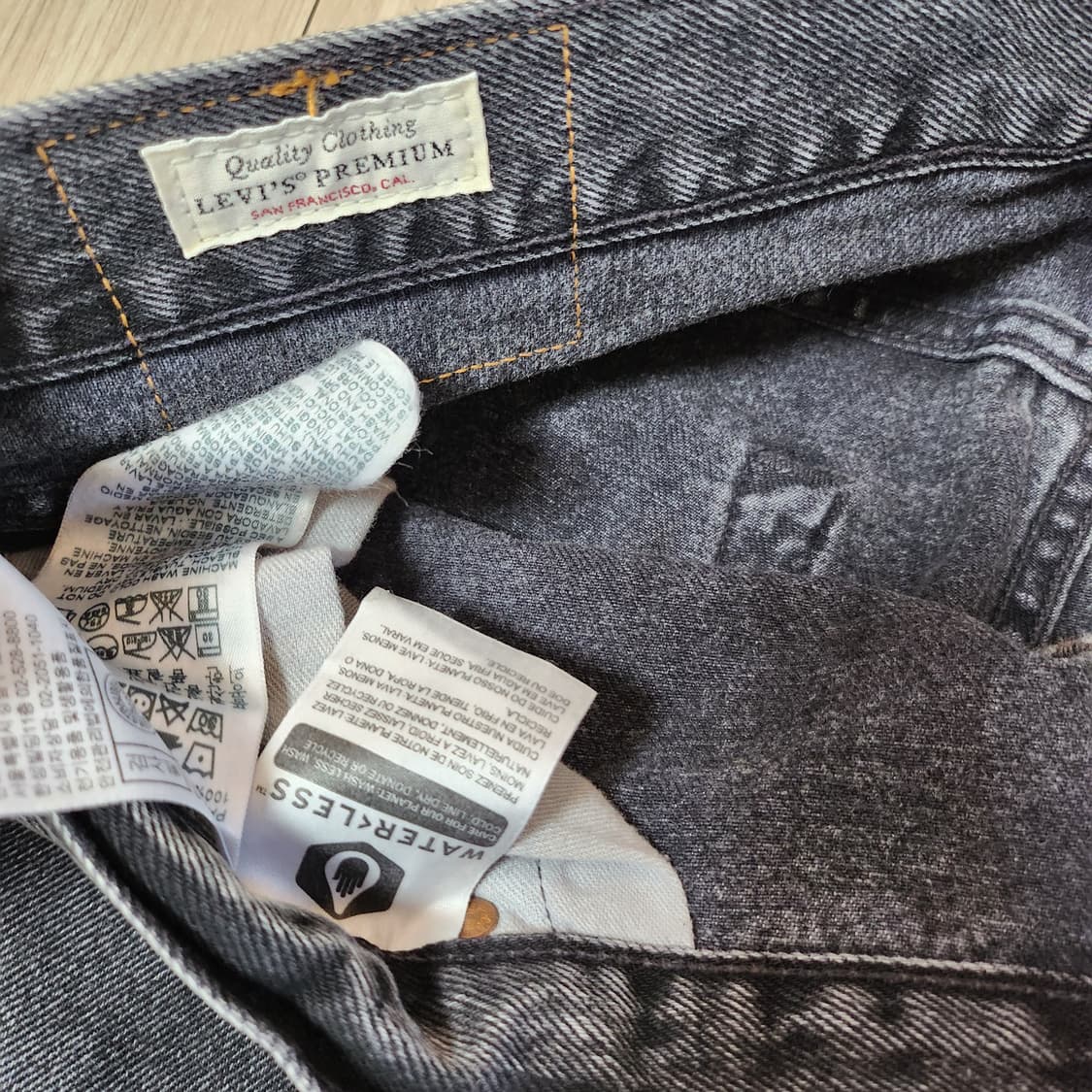 리바이스 501 블랙 워싱 청바지(36인치) 상품이미지5