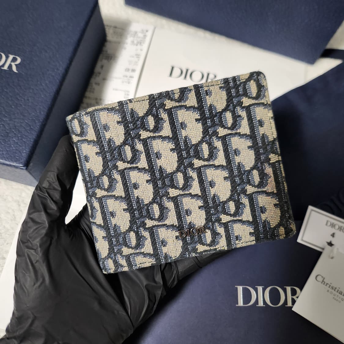 [영수증/풀구성]디올 오블리크 자카드 반지갑 베이지 상품이미지2