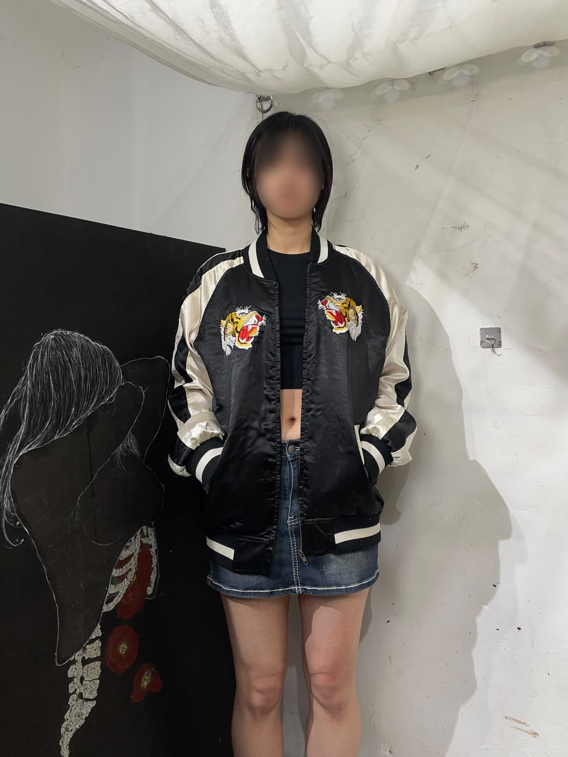 빈티지 Japan 호랑이 자수 스카잔 오버핏 스카쟌 L 상품이미지2