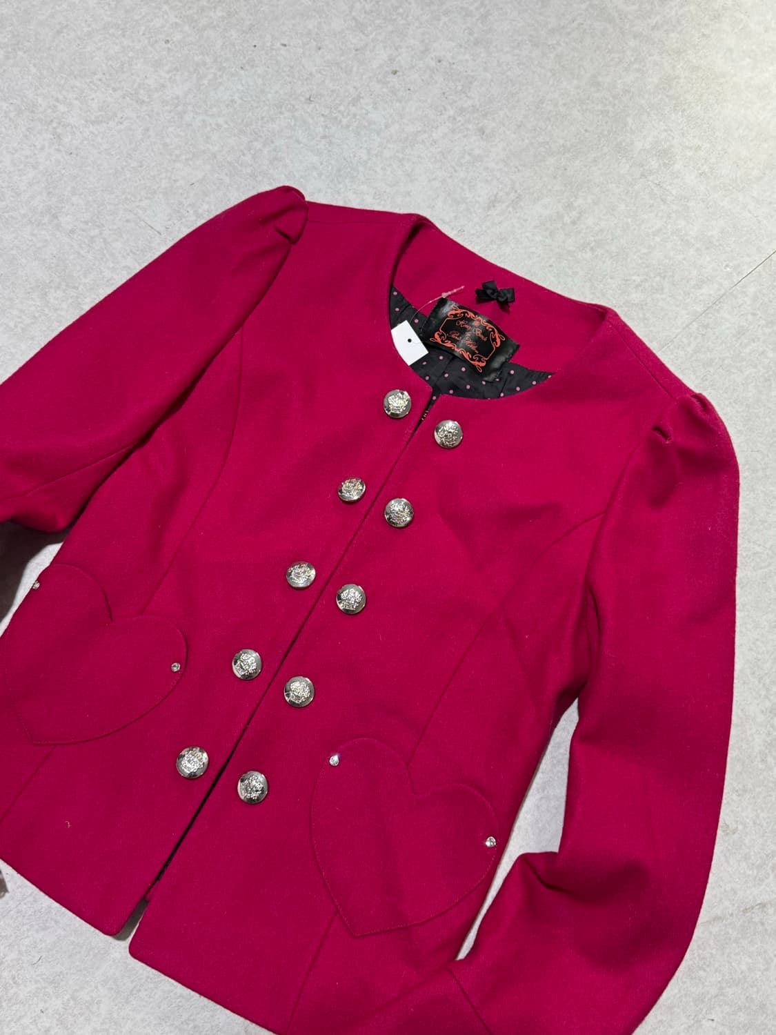 갸루 큐빅 하트포켓 디테일 나폴레옹 자켓  상품이미지4