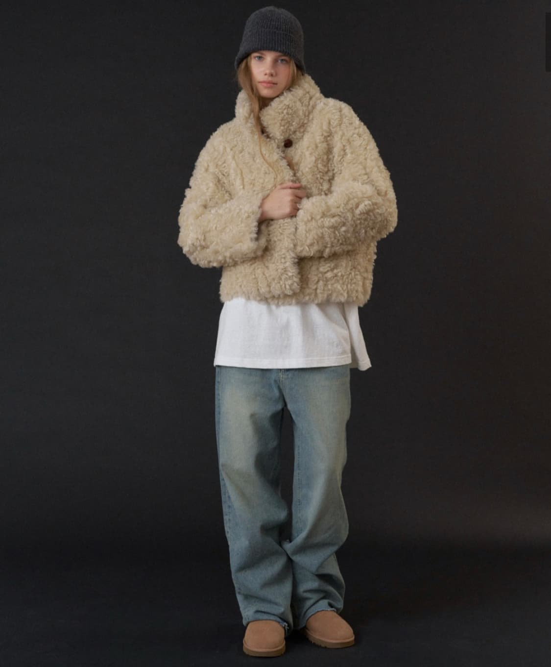 헤더먼트 이자벨 컬리 퍼 자켓 오트밀트 상품이미지2